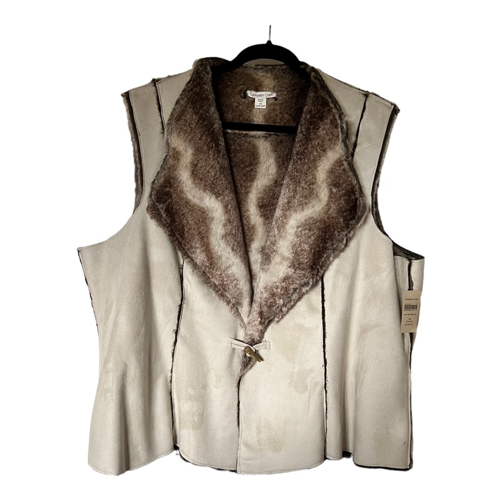 Coldwater Creek. NWT. Faux suede and fur vest.SZ 3X